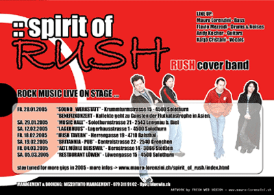 Flyer - "::spirit of RUSH - RUSH Cover Band" 
